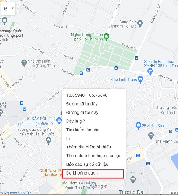 đo khoảng cách trên ứng dụng Google Maps máy tính 2