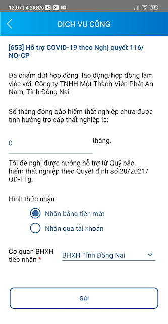 đăng ký gói hỗ trợ theo Nghị Quyết 116/NQ-CP trên ứng dụng VssiD 1