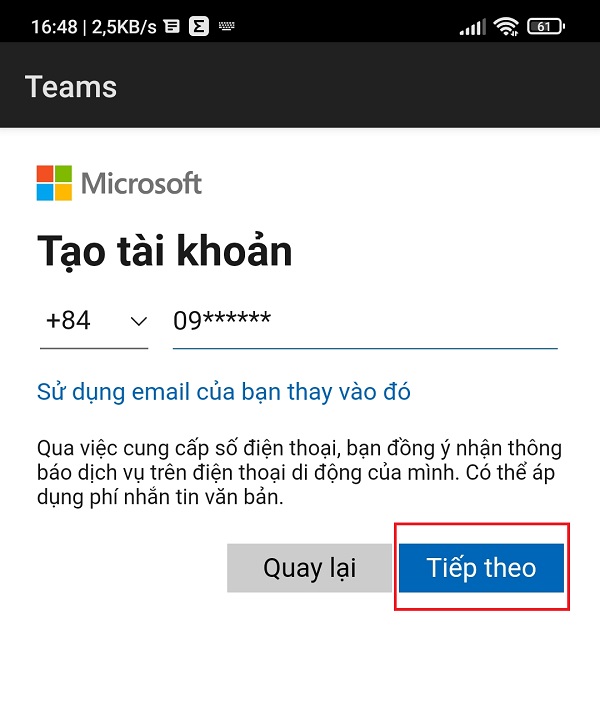 đăng ký Microsoft Teams