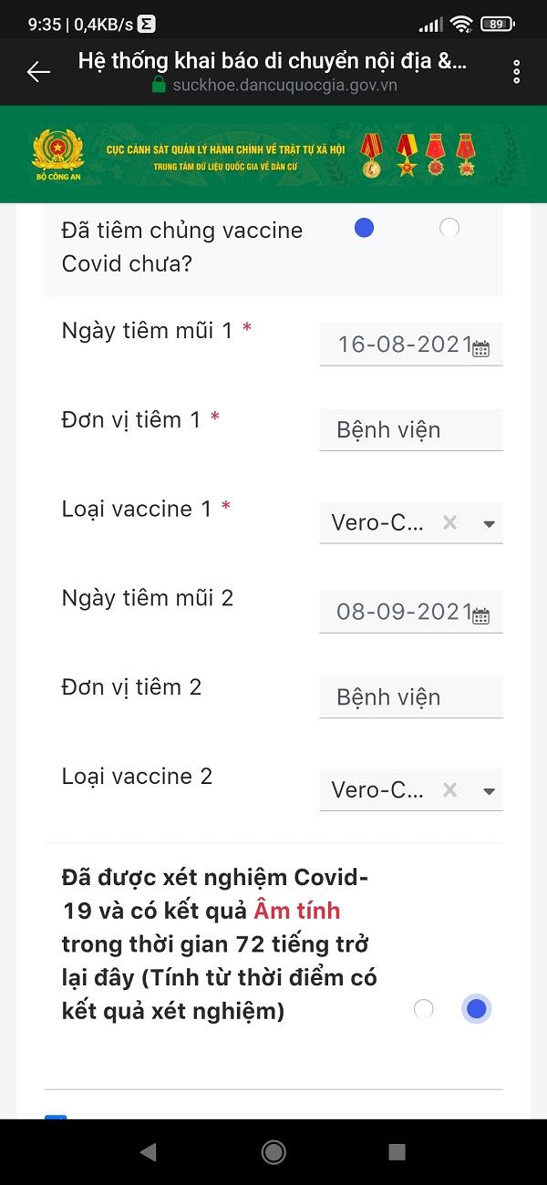 Khai báo tiêm vaccine  trên suckhoe.dancuquocgia.gov.vn