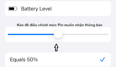 Chọn thông báo mức pin