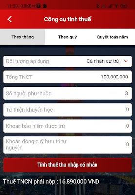 Tính thuế thu nhập cá nhân qua ứng dụng etax mobile