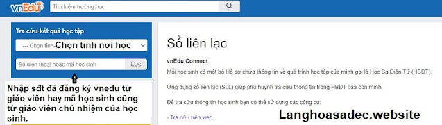 Hình ảnh sử dụng vnedu để tra, xem điểm học sinh