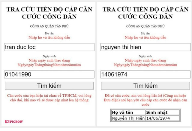 Cách tra cứu kết quả cấp căn cước công dân qua website :