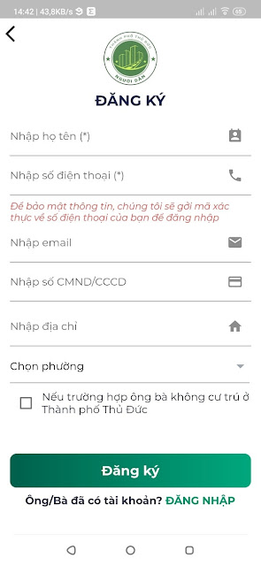 Cách đăng ký ứng dụng TP  Thủ Đức trực tuyến