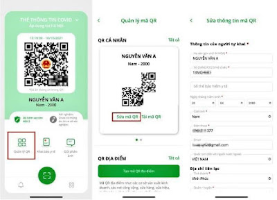 Cách sửa và cập nhật lai thông tin cá nhân trên app PC Covid