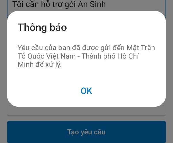 Yêu cầu hỗ trợ gói An Sinh