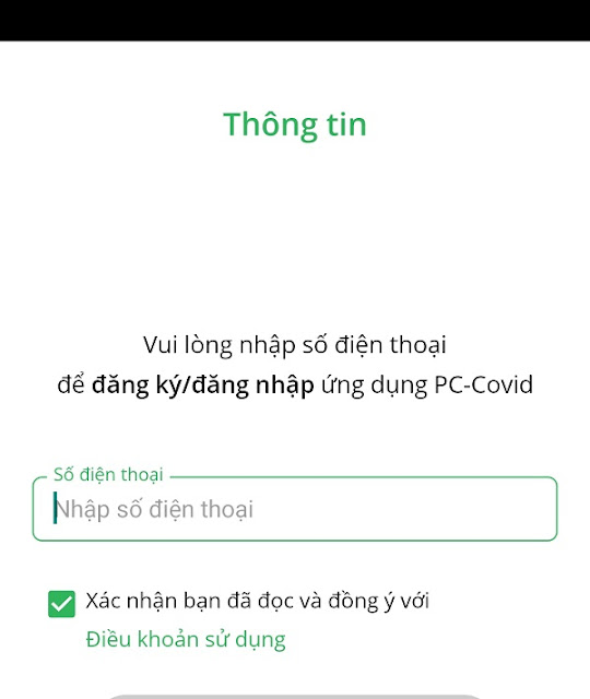 Đăng ký ứng dụng PC-Covid bằng số điện thoại