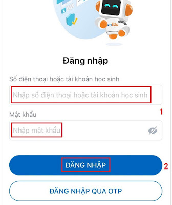 hình ảnh đăng nhập để tra điểm thi học sinh qua app vnedu connect