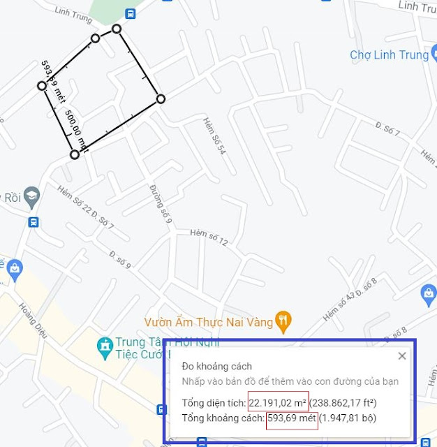 Đo diện tích khu vực trên Google Maps