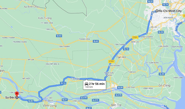 Khoảng cách từ TPHCM tới Sa đéc