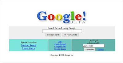 Hình ảnh trang tìm kiếm Google năm 1998