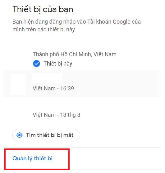 Mục thiết bị của bạn