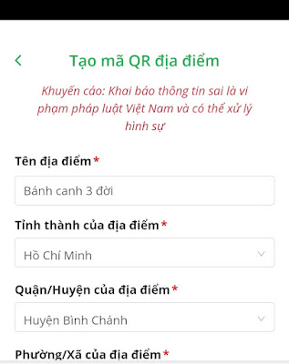 Cách tạo QR địa điểm trên ứng dụng PC Covid  1