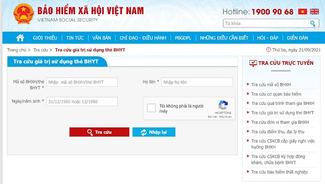 Tra cứu qua website thời gian sử dụng thẻ BHYT qua  website baohiemxahoi.gov.vn